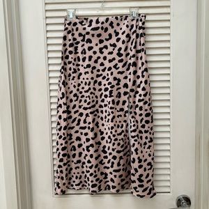Midi Leopard Print Skirt w/Slit